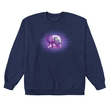 Crew Neck Sweatshirt_TeeTurtle navy blue The Doom Song apparel featuring Invader Zim and Gir in a spaceship with Gir singing the Doom Song.
