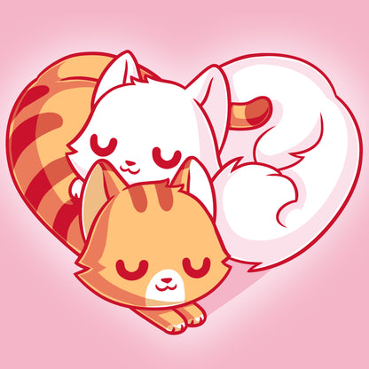 TeeTurtle original featuring Cuddling Kitties by TeeTurtle in a heart shape on a pink background.