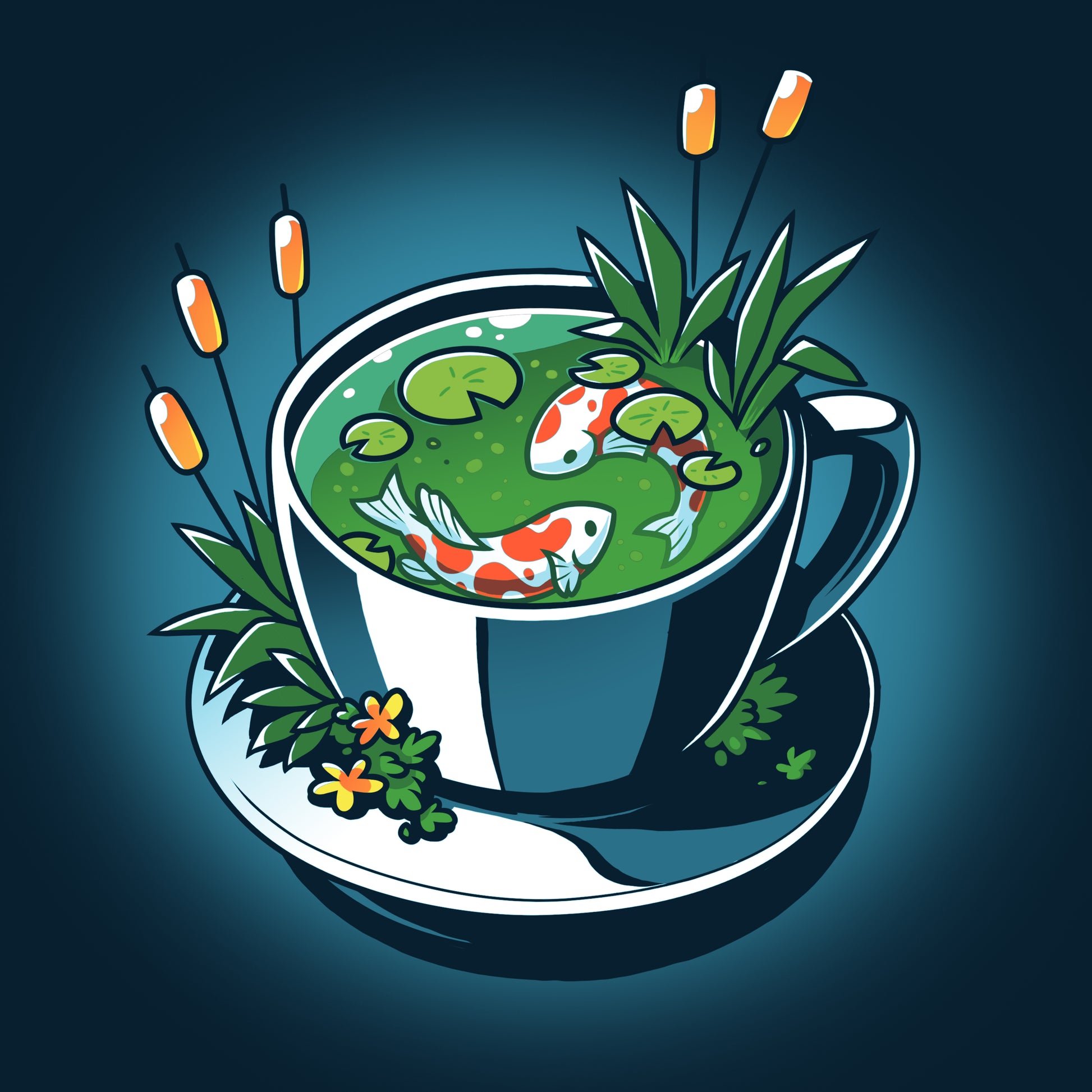 A TeeTurtle T-shirt with the Cup of Koi design.
