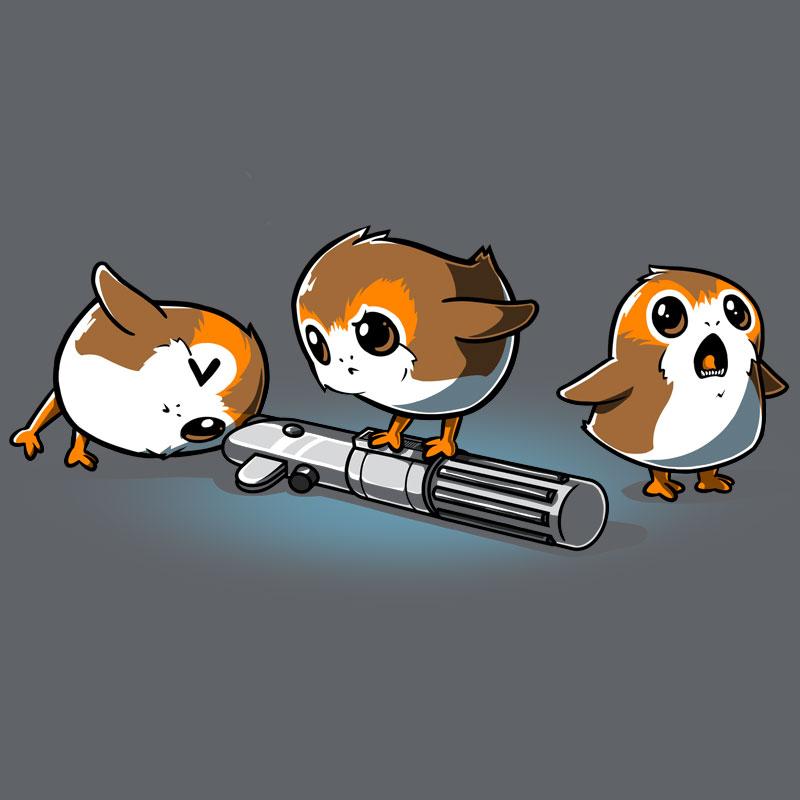 Officially licensed Star Wars Curious Porgs t-shirt for men and women.