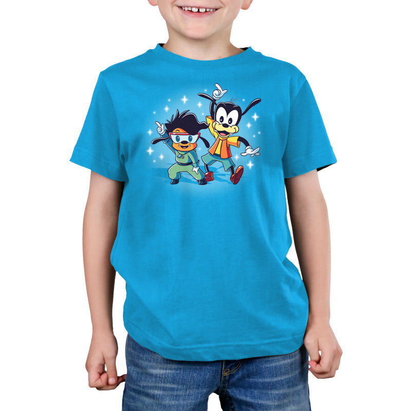 A young boy wearing an officially licensed Disney "A Goofy Movie" t-shirt.