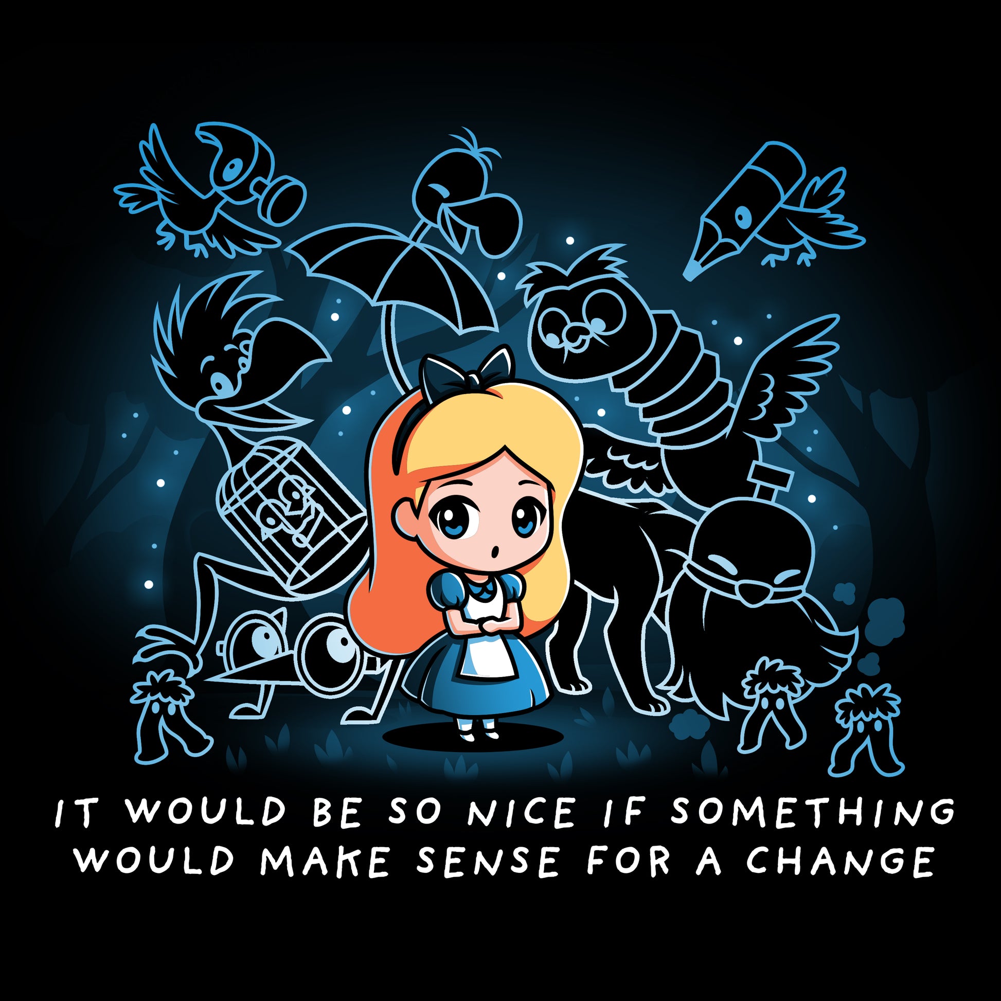 It would be so nice if an officially licensed Disney Nonsensical Wonderland T-shirt would make sense for a change.