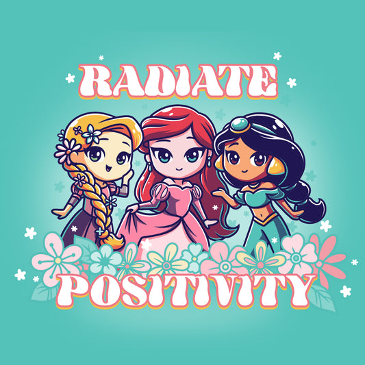 Disney princesses Rapunzel and Jasmine radiate positivity through Disney officially licensed T-shirts featuring Ariel.