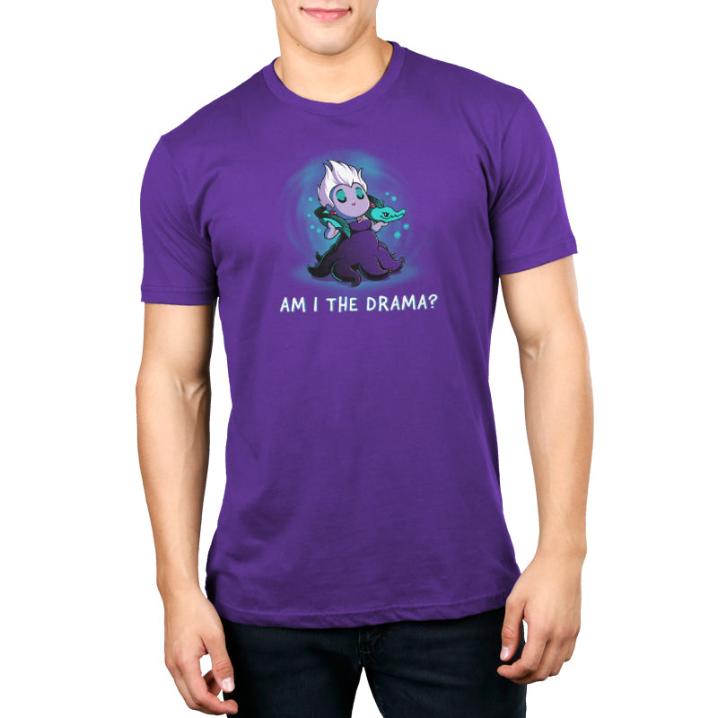 An Am I The Drama? officially licensed purple t-shirt featuring Ursula, the sea witch from The Little Mermaid.
