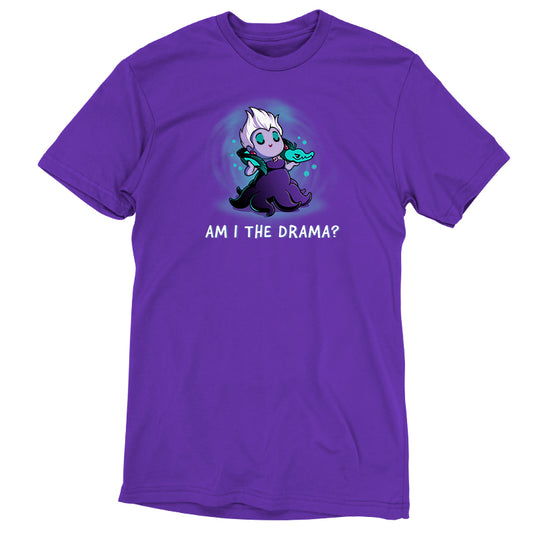 A purple Disney officially licensed Am I The Drama? t-shirt featuring Ursula from The Little Mermaid.