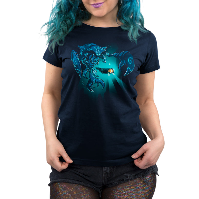 A woman wearing a Disney t-shirt with an image of Attack of the Leviathan.