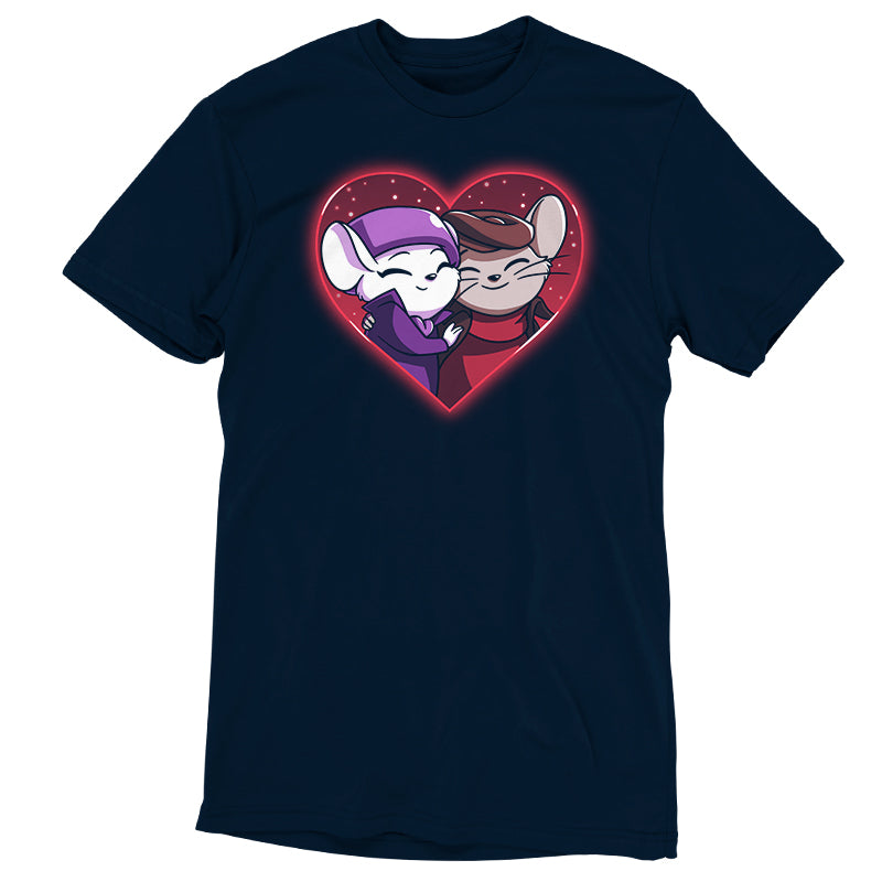 Officially licensed Disney Bernard and Bianca t-shirt featuring Bernard and Bianca with a heart.