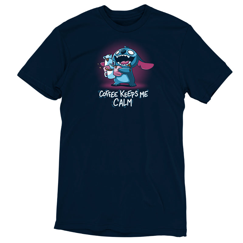 A Disney t-shirt featuring Coffee Keeps Me Calm (Stitch).