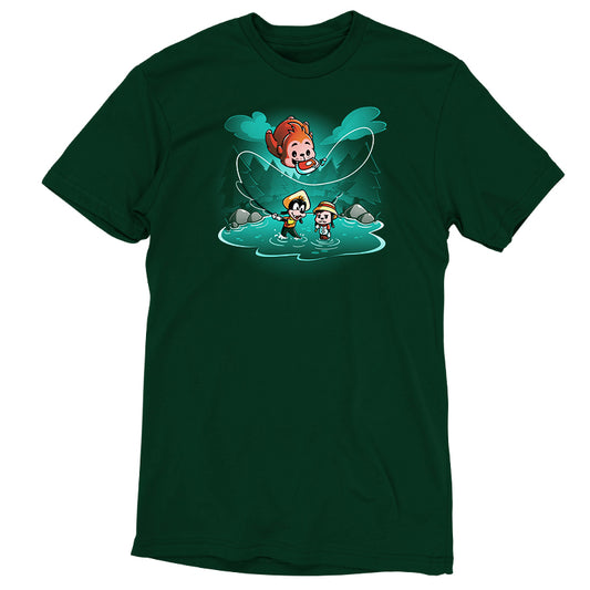 A Disney officially licensed Goofy and Max Go Fishing t-shirt featuring a cartoon character.