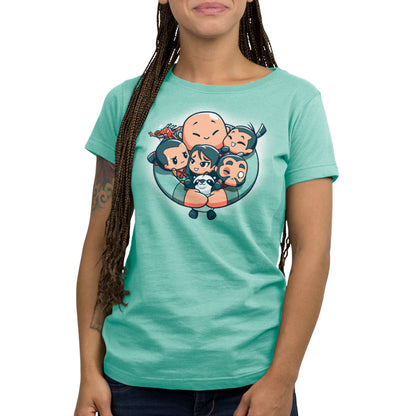 A Group Hug Mulan-themed Disney T-shirt for women featuring cartoon characters.
