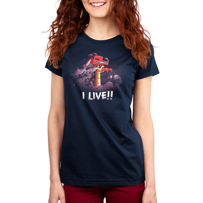 A woman wearing a Mulan-themed Disney t-shirt that says "I Live!!