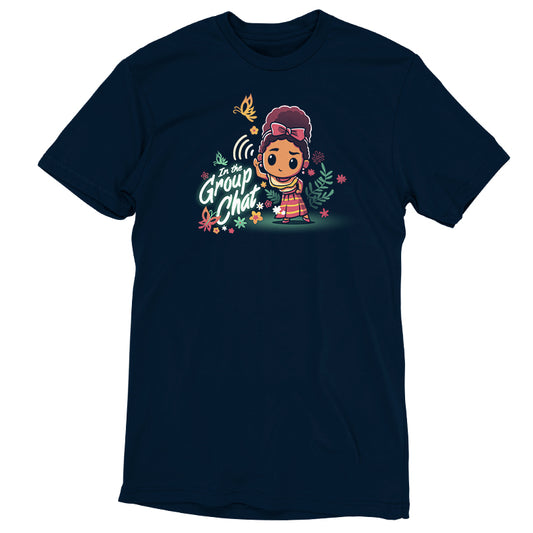 An officially licensed Disney navy t-shirt featuring an image of a girl in a hat, called 