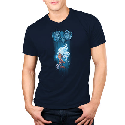 A man wearing an officially licensed Disney t-shirt with an image of Kida and the Heart of Atlantis.
