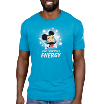 An officially licensed Disney Mickey Mouse T-Shirt in cobalt blue with the phrase "have Main Character Energy".