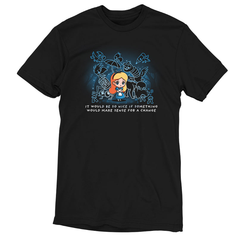 An officially licensed Disney Nonsensical Wonderland t-shirt featuring a girl with a sword.