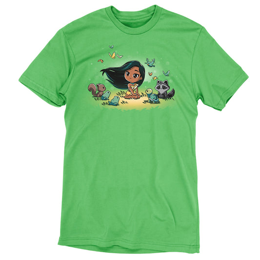 An officially licensed Disney Pocahontas and Her Forest Friends t-shirt featuring a girl and animals.