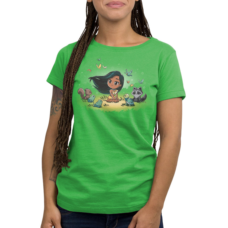 Officially licensed Disney Pocahontas and Her Forest Friends women's t-shirt.