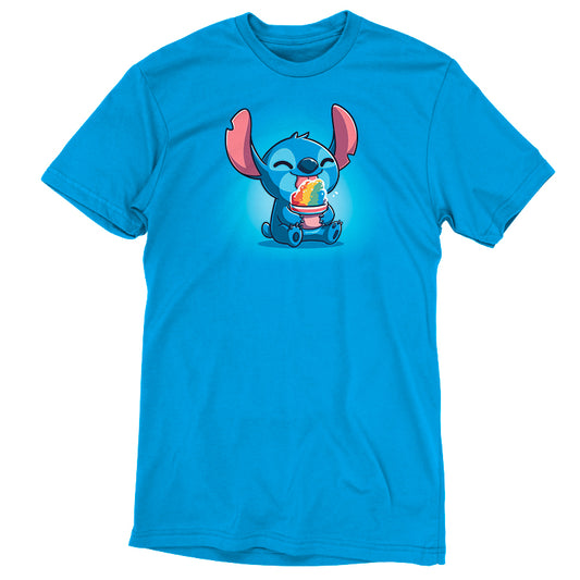 A Disney Snow Cone T-shirt with a stitchy character on it.
