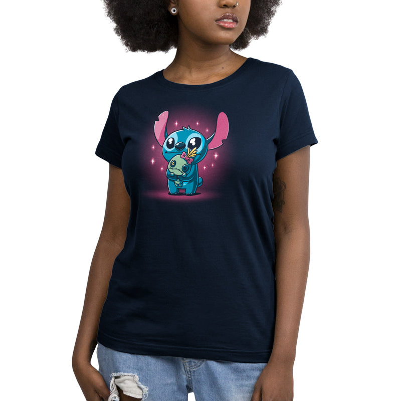 Navy Blue Disney Stitch and Scrump women's short sleeve t-shirt.