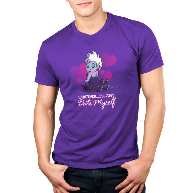 A man wearing a purple t-shirt featuring Ursula from The Little Mermaid by Disney, called "Whatever... I'll Just Date Myself.