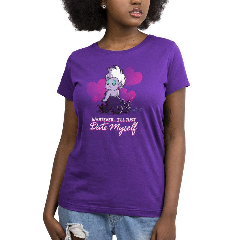 A woman wearing a purple Whatever... I'll Just Date Myself T-shirt by Disney.