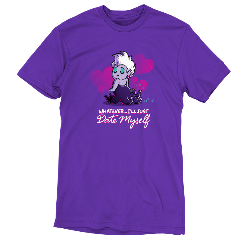 A Whatever... I'll Just Date Myself purple t-shirt featuring Ursula and a girl wearing glasses. (Disney)
