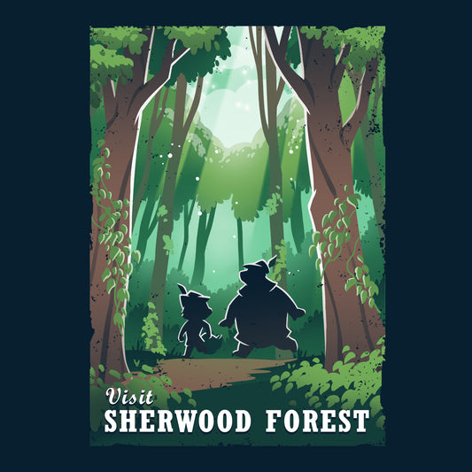 An officially licensed Sherwood Forest Travel Poster inspired by Robin Hood from Disney.