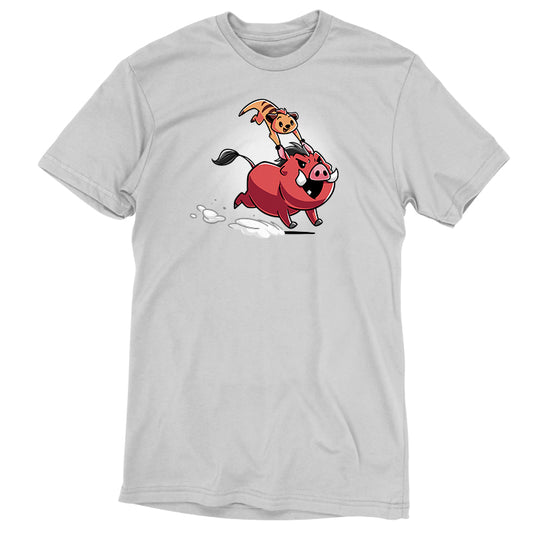 A Disney officially licensed Timon & Pumbaa t-shirt featuring an image of a girl riding a bull.