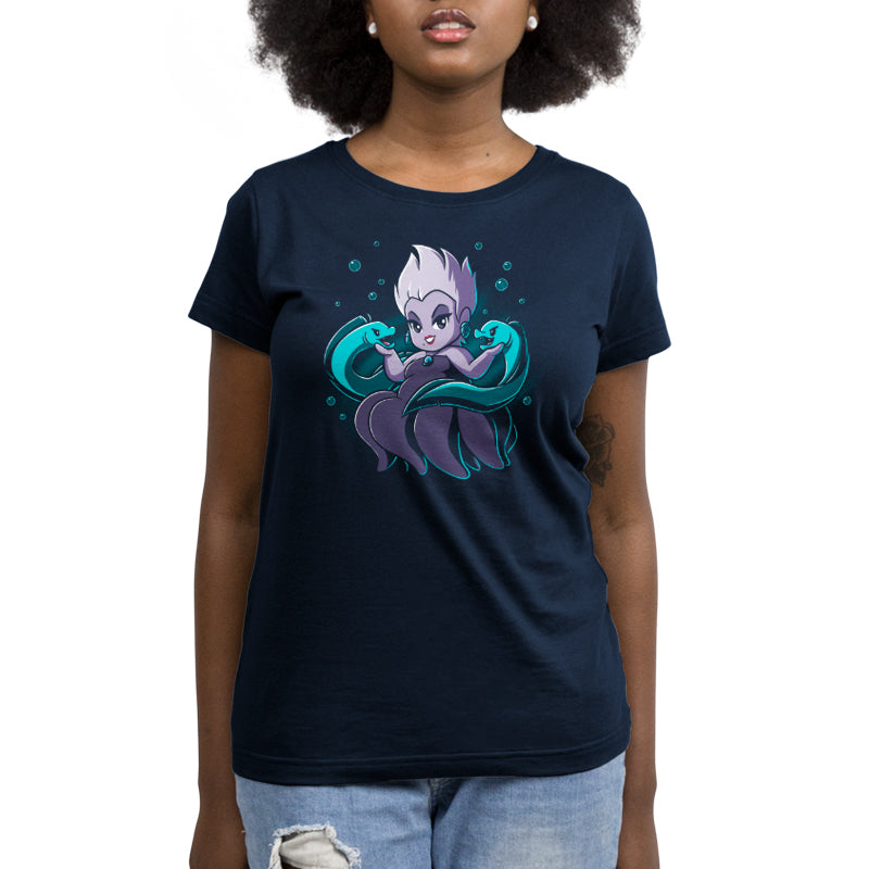 A women's officially licensed Disney t-shirt featuring an image of Ursula & Flotsam and Jetsam.