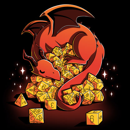 A red dragon with a Dice Hoarder hoard is featured on a TeeTurtle T-shirt.