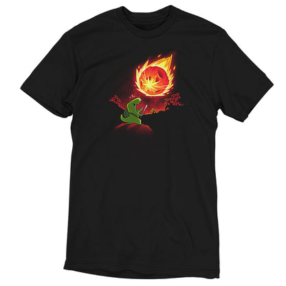A Meteor Destroyer t-shirt featuring an image of a fire-lizard by TeeTurtle.