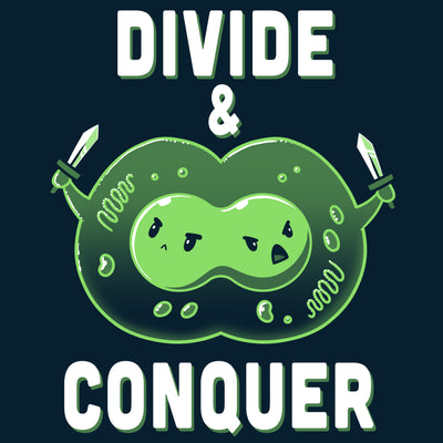 Premium Cotton T-shirt_TeeTurtle navy blue Divide & Conquer t-shirt featuring a dividing cell armed with swords.