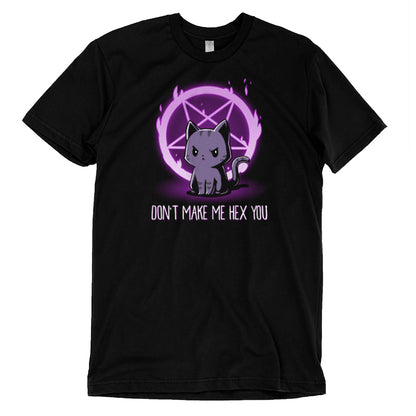 A black T-shirt by TeeTurtle with a Don't Make Me Hex You slogan.