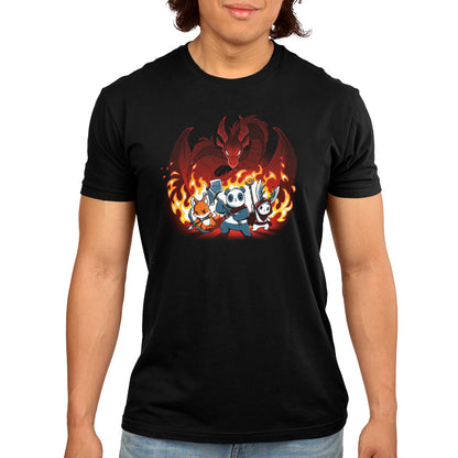 A Dragon Fight t-shirt for men with a fierce image of a flaming dragon from TeeTurtle.