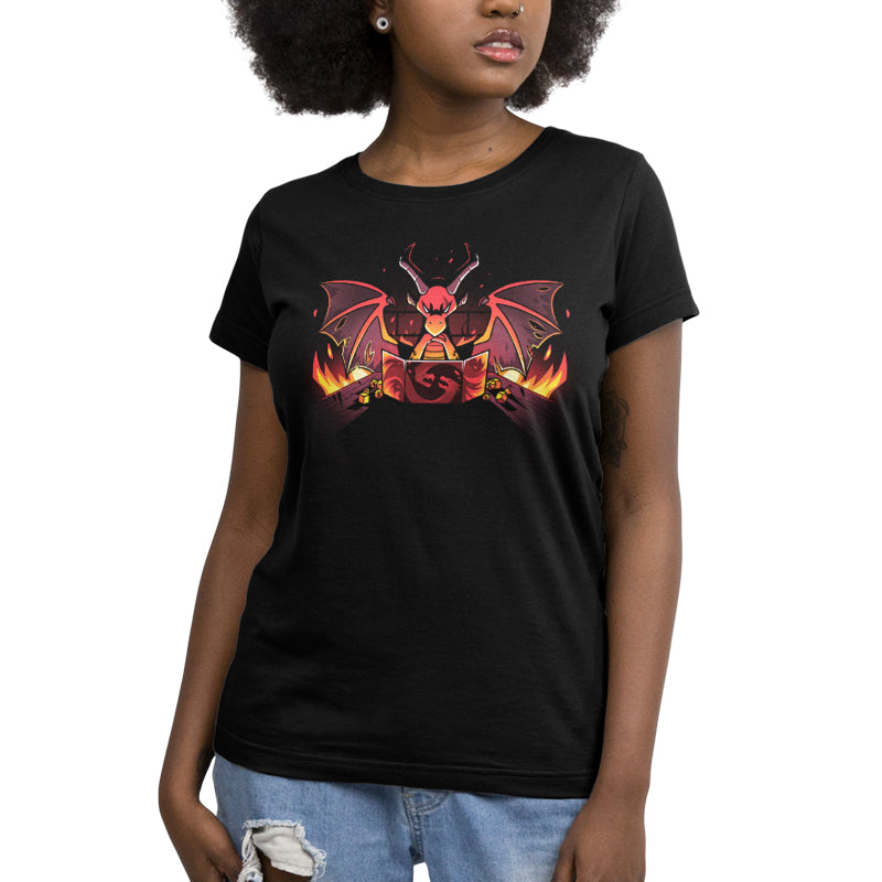 A badass woman in a TeeTurtle Dragon Master t-shirt.
