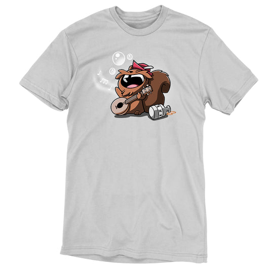 A limited stock TeeTurtle Drunken Bard white t-shirt featuring a squirrel with a cigar, perfect for any final sale item collector.