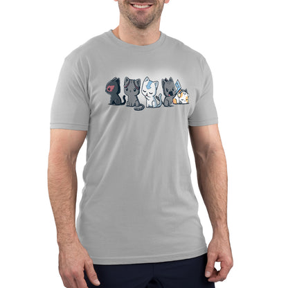 A man wearing a TeeTurtle Elemental Kitties t-shirt.