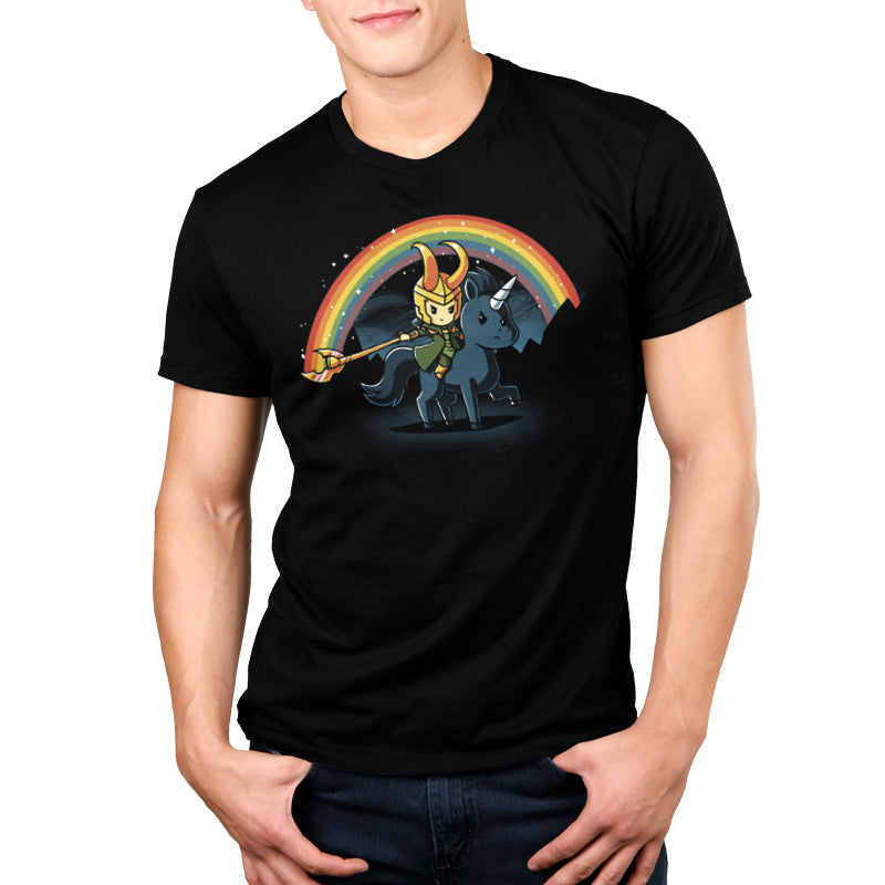 An Epic Loki t-shirt with a man holding a sword, officially licensed by Marvel.
