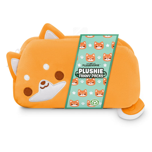 Plushiverse Super Shiba Plushie Fanny Pack designed to look like a cartoonish fox face.