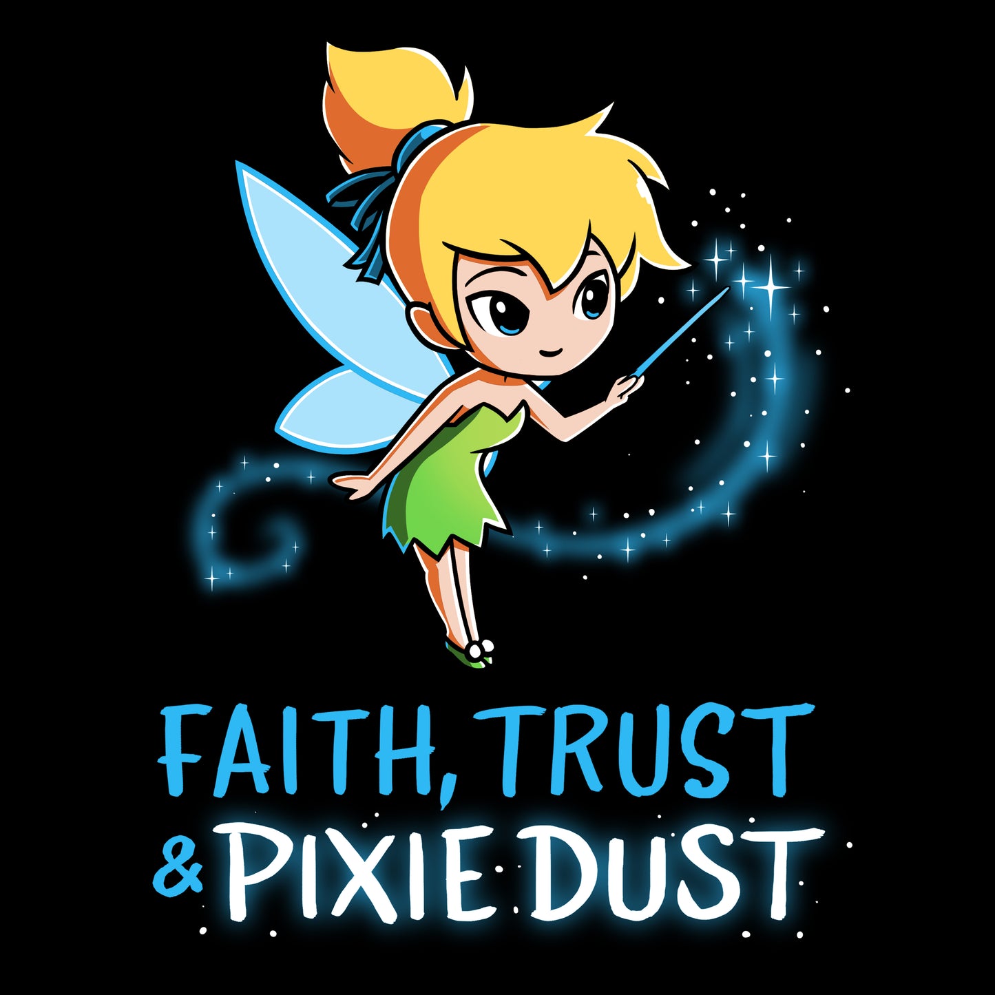 Officially licensed Disney Tinker Bell T-shirt featuring Faith, Trust & Pixie Dust.