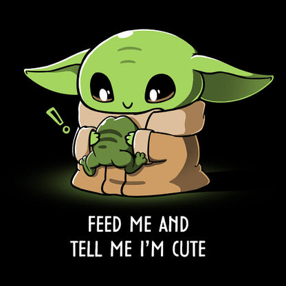 Men's T-shirt with a cute Grogu and the words "Feed Me and Tell Me I'm Cute" by Star Wars.