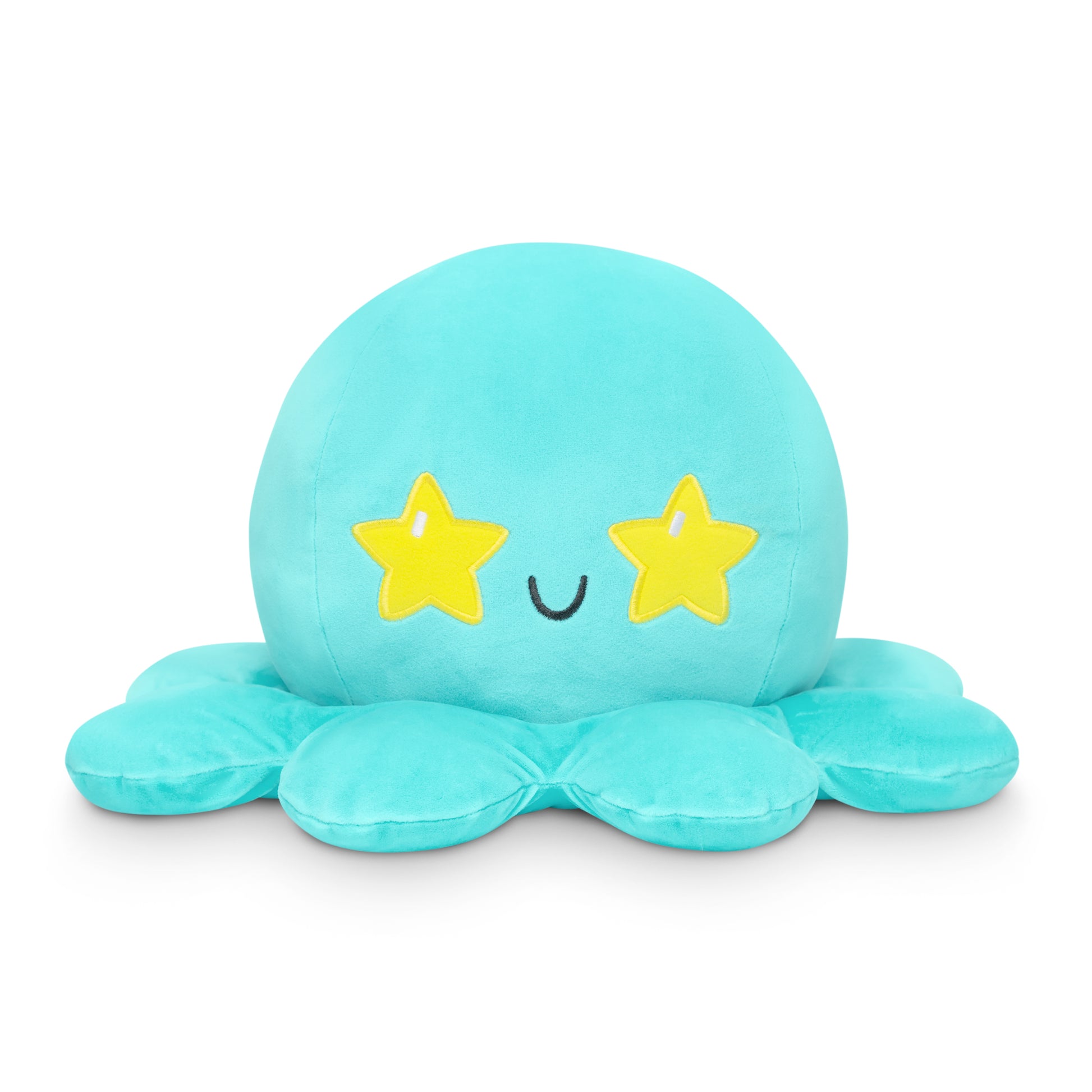 A TeeTurtle Giant Moody Octopus Plushie, in the shape of a blue octopus, perfect for cuddling with its stars design.
