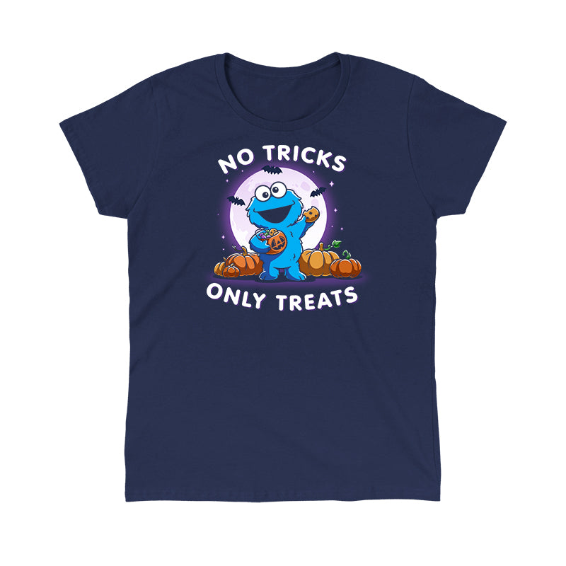 cookie monsters only neon sign No Tricks Only Treats (Cookie Monster) Premium Cotton T-shirt / Women's / L