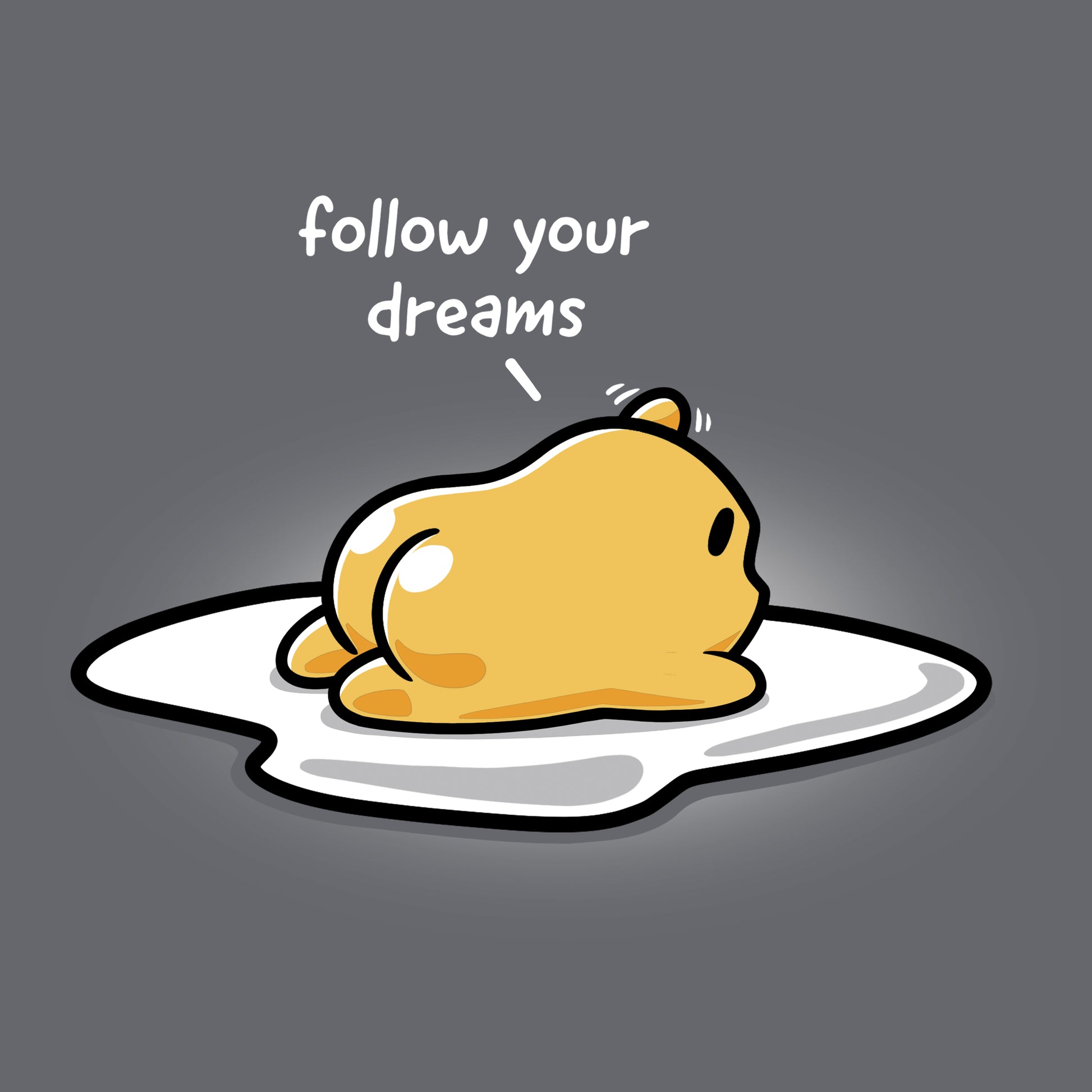 Classic Cotton T-shirt_TeeTurtle Follow Your Dreams (Gudetama) Charcoal Gray t-shirt featuring (Gudetama) with the words "follow your dreams". 