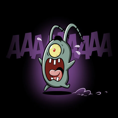 Crew Neck Sweatshirt_TeeTurtle black Screaming Plankton apparel featuring Plankton screaming and running away.