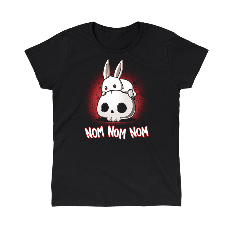 Classic Cotton T-shirt_TeeTurtle black Killer Bun Bun. Featuring a bunny sitting on top of a skull and chewing on it.