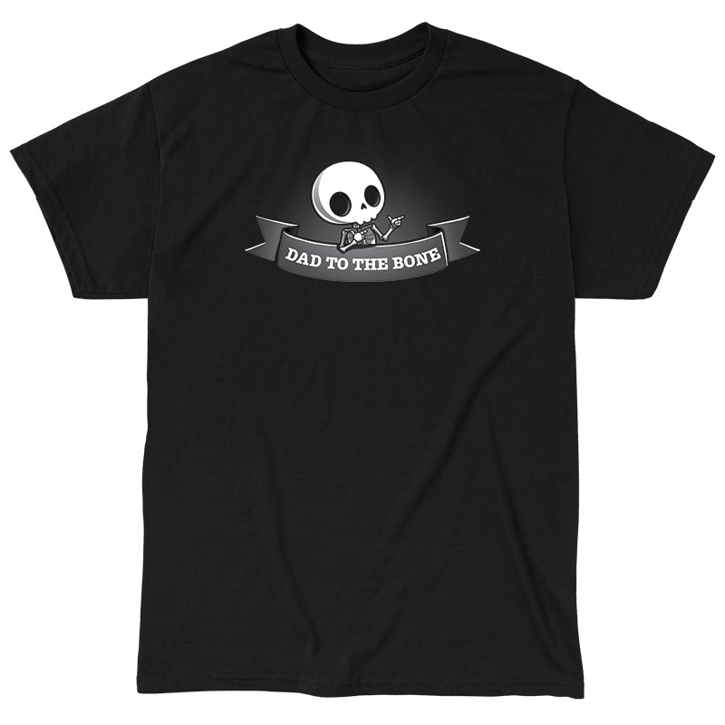 Classic Cotton T-shirt_TeeTurtle black Dad to the Bone featuring a skeleton making finger guns.