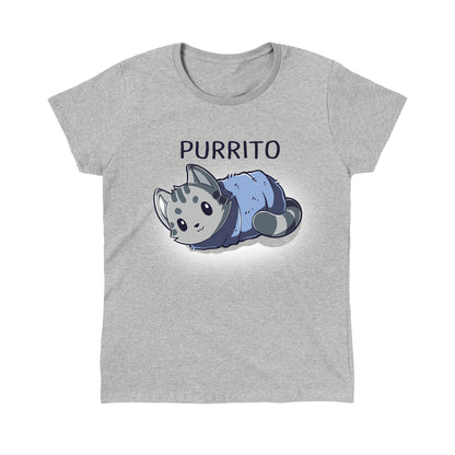 Classic Cotton T-shirt_TeeTurtle heather gray Blanket Purrito t-shirt featuring a gray cat wrapped in a blanket.