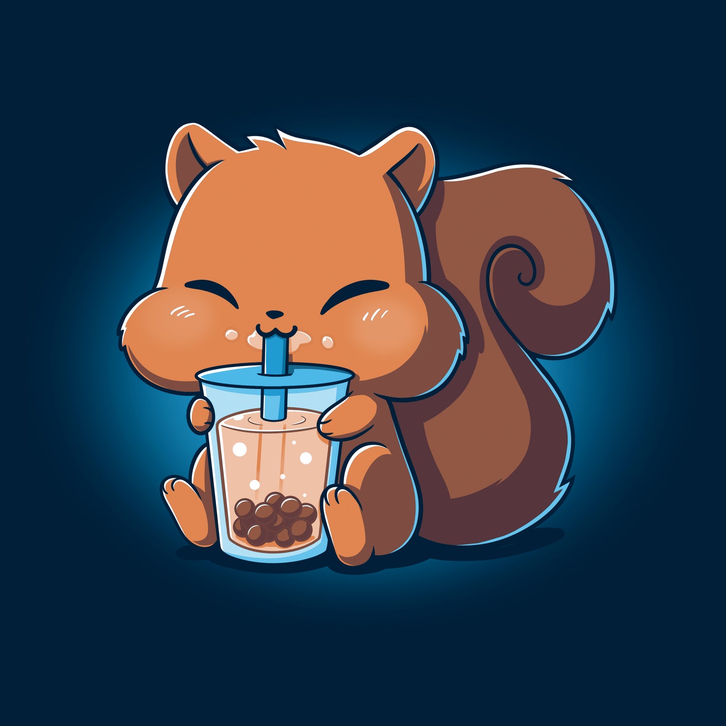 Classic Cotton T-shirt_Teeturtle Boba Squirrel navy blue t-shirt featuring an adorable, puffy-cheeked squirrel sipping boba tea.