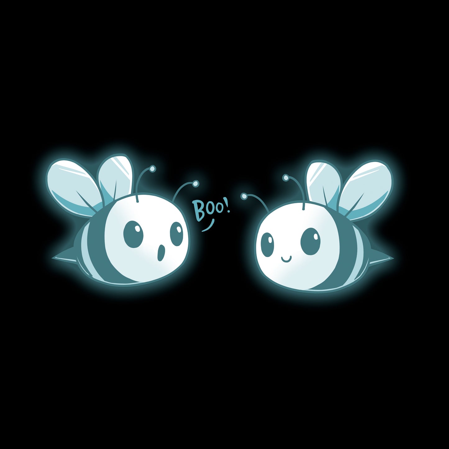 Pullover Hoodie_TeeTurtle black Boo Bees. Featuring two ghost bees saying boo.